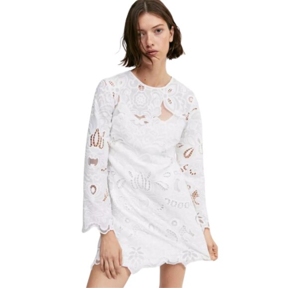 H&M Short Lace Dresses for Women / White / Size L - Picture 2 of 8